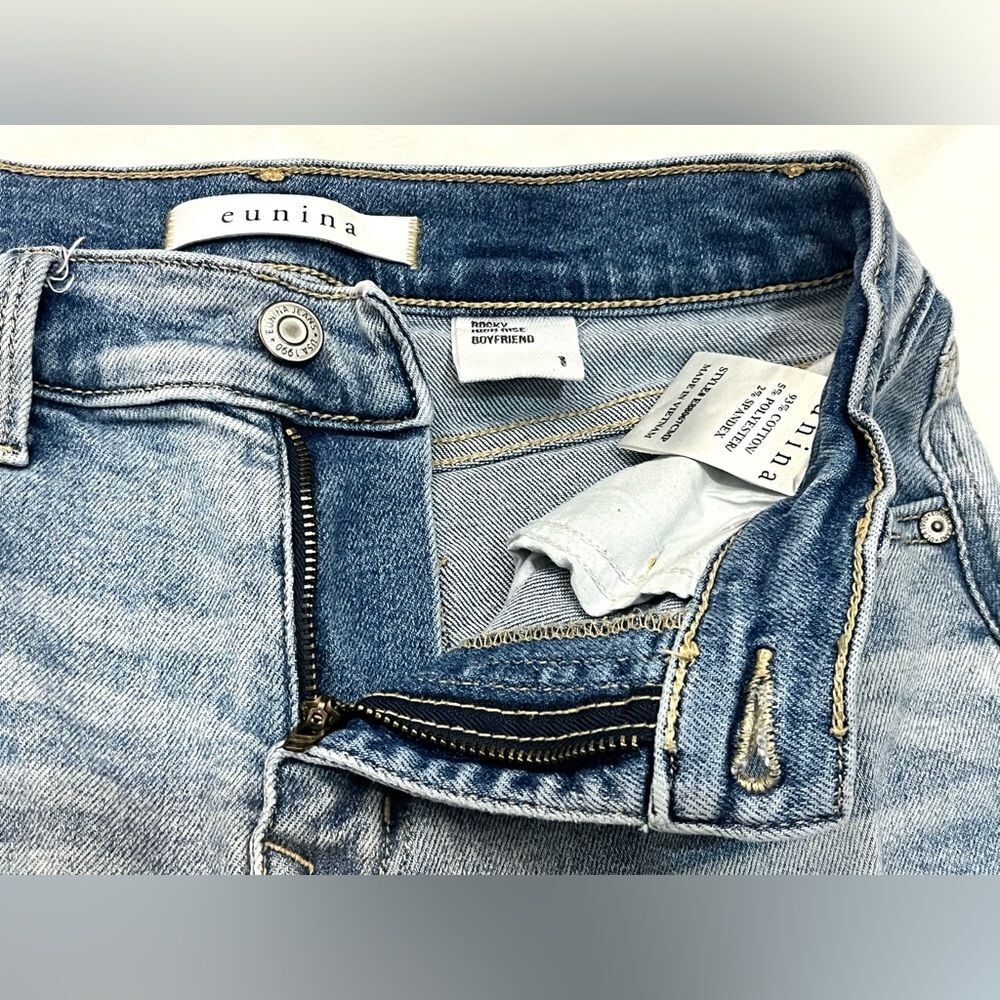 Eunina Light Blue Distressed Rocky High Rise Boyfriend Jeans Women’s Size 1 - Picture 10 of 16